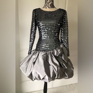 Bubble Dress Neiman Marcus HOST PICK Metallic sequin & satin bubble dress size 6